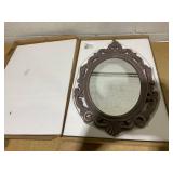 Hanging Wall Mirror Wall Decor Vintage Brown Antique Oval Carved Wood Frame Bathroom Mirror Vanity Rustic Wall Mounted Mirrors Decorative Farmhouse Mirrors for Bedroom Living Room 24"Lx16"W