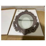 Hanging Wall Mirror Wall Decor Vintage Brown Antique Oval Carved Wood Frame Bathroom Mirror Vanity Rustic Wall Mounted Mirrors Decorative Farmhouse Mirrors for Bedroom Living Room 24"Lx16"W