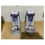 Automatic Cat Feeder Dog Water Bowl Dispenser  2-Pack Automatic Dog Feeder with Silicone Mat, Pet Toothbrush  Safe Non-BPA Materials  Large Capacity for Small and Medium Animals Grey