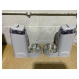 Automatic Cat Feeder Dog Water Bowl Dispenser  2-Pack Automatic Dog Feeder with Silicone Mat, Pet Toothbrush  Safe Non-BPA Materials  Large Capacity for Small and Medium Animals Grey