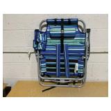 Beach Chair for Adults Heavy Duty, Compact Portable Lay Flat Folding Chair with Backpack Straps and Large Cooler Pouch, Support to 350LBS (Stripes_Blue&Cyan)