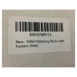 Mahjong Racks with Pushers 4PCS Set Majiang Tile Holder Acrylic Mahjong Racks Accessories and Gifts-Pink