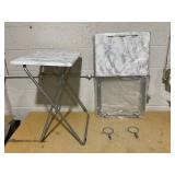 TV Tray Table,Folding Table with Cup Holder Portable,Foldable Snack Tray for Eating,Small Folding Tables Set of 2,Dinner Tables for Couch, Living Room,Small Space (White Marble,2Pcs)