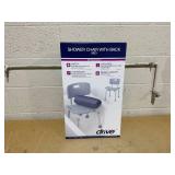 Drive Medical RTL12202KDR Shower Chair with Back, Adjustable Stool with Suction Feet, Shower Seat for Inside Shower or Tub, Bathroom Bench Bath Chair for Elderly and Disabled, 300 LB Weight Cap, Grey