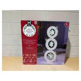 6 Pre-Lit Stacked Ornament Décor, Silver Metallic Christmas Decoration