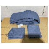 CHIXIN Oversized Cotton Bedspread King Size - Real Stitching Quilt - Luxury Quilted Bedding Cover for All Season, Reversible, Ultra Soft, Lightweight, 3 Piece, Smokey Blue