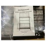 Sports Equipment Organizer - Garage Ball Storage Rack with Basket, Hooks and Rolling Cart for Toy Sports Gear Storage, Black