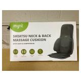 Mynt 2D & 3D Shiatsu Neck and Back Massager for Chair with 10 Deep Kneading Nodes, Back Massage with Heat, Portable Spot Massage Chair Pad (Black)