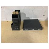 Navaris Coffee Capsule Holder and Organiser - Storage Box Coffee Accessories with 3 Compartment Drawers - Compatible with Most Standard Capsule Sizes - Black