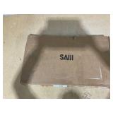 SAIJI Laptop Bed Tray Table, Adjustable PVC Leather Laptop Bed Table, Portable Standing Desk with Storage Drawer, Foldable Lap Tablet Table for Sofa Couch Floor (Dark Black)