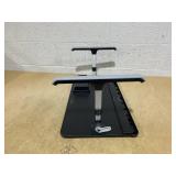 SAIJI Laptop Bed Tray Table, Adjustable PVC Leather Laptop Bed Table, Portable Standing Desk with Storage Drawer, Foldable Lap Tablet Table for Sofa Couch Floor (Dark Black)