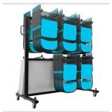 One Hawkins Heavy Duty Folding Table and Chairs Mobile Cart-Locking Wheels,