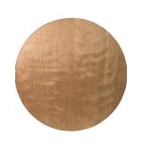 One 6-Foot Round Wood Folding Banquet Table with Clear Coated Finished Top.