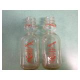 6 Vintage Cream Top Milk Bottles in Wire Milk Bottle Carrier