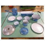 Vintage Blue and White Swirl Graniteware Pieces