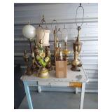 Large Lot of Vintage Lamps & Table