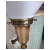 Large Lot of Lamp Globes + Vintage Hamper & (2) Lamps