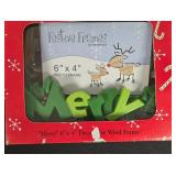 Set of 2 Melannco Festive Photo Frames Cheer and Merry 6x4 Inch Holiday Decor