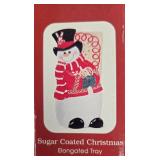 Fitz and Floyd Sugar Coated Christmas Snowman Elongated Tray
