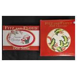 Fitz and Floyd Holiday Plates Set: Dear Santa Sentiment Tray and Noel Classique Canape Plate