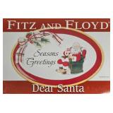 Fitz and Floyd Holiday Plates Set: Dear Santa Sentiment Tray and Noel Classique Canape Plate