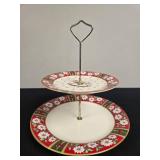 Charlton Hall by Kobe Japan Two-Tier Porcelain Holiday Serving Stand