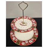 Charlton Hall by Kobe Japan Two-Tier Porcelain Holiday Serving Stand