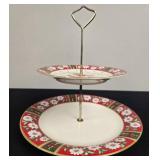 Charlton Hall by Kobe Japan Two-Tier Porcelain Holiday Serving Stand