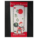 Fitz and Floyd Snow Circles Holiday Snowman Serving Tray