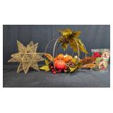 Fall and Holiday Decor Collection with Pumpkin Centerpiece, Wire Star, and Mickey Ornament