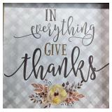 Holiday Wall Decor Lot: Framed Give Thanks Print, Winter Cross-Stitch, and Berry Wreaths