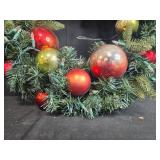 Artificial Holiday Wreath with Red, Gold, and Green Ornaments