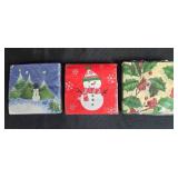 Holiday Themed Fabric Basket with Assorted Christmas Napkins