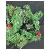 Artificial Holiday Garland with Pinecones and Red Berries