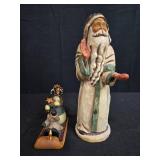 Set of 3 Handcrafted Christmas Figurines - Santa, Angel, Williraye Studio Snowman Sleigh
