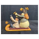 Set of 3 Handcrafted Christmas Figurines - Santa, Angel, Williraye Studio Snowman Sleigh