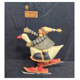 Williraye Studio Holiday Figurine Skating Goose Rider