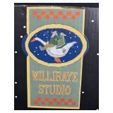 Williraye Studio Holiday Figurine Skating Goose Rider