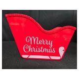 Christmas Holiday Decor Lot with Storage Box, Sleigh Organizer and Coasters