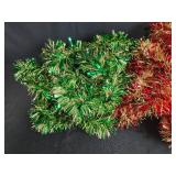 Set of Green and Red Metallic Tinsel Garlands