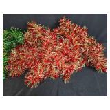 Set of Green and Red Metallic Tinsel Garlands