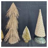 Assorted Holiday Decor Trees, Snowflake Ornaments, and Candy Signs