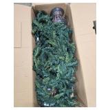 Set of 2 Artificial Prelit Spiral Entryway Trees with Pots and Garland