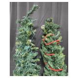 Set of 2 Artificial Prelit Spiral Entryway Trees with Pots and Garland