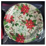 Holiday Party Supplies Collection with Serving Buckets, Utensils, Plates, and Candle