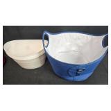 Holiday Party Supplies Collection with Serving Buckets, Utensils, Plates, and Candle