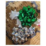 Christmas Basket with Ornaments, Gift Bows, Snowflake Decor, and Gift Bag