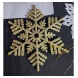 Christmas Basket with Ornaments, Gift Bows, Snowflake Decor, and Gift Bag
