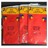 Party Supplies Lot with Plastic Tablecovers Napkins Utensils and Cups