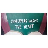 Wooden Porch Santa Christmas Decor and Holiday Wreath Set